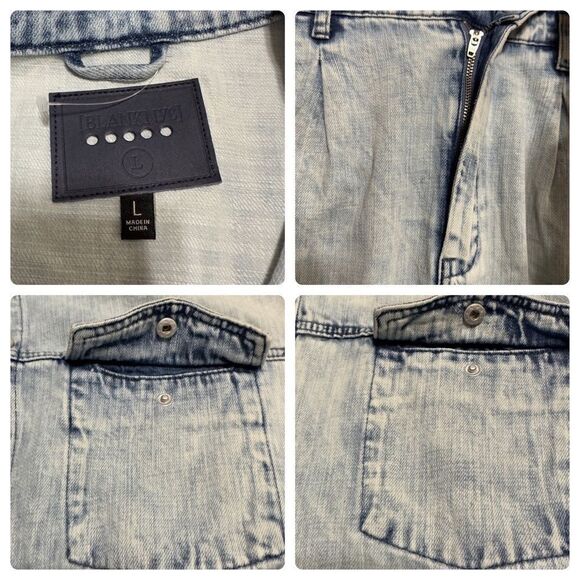 Blank NYC Light Wash Denim Short Sleeve Romper LARGE NWT - Picture 16 of 16